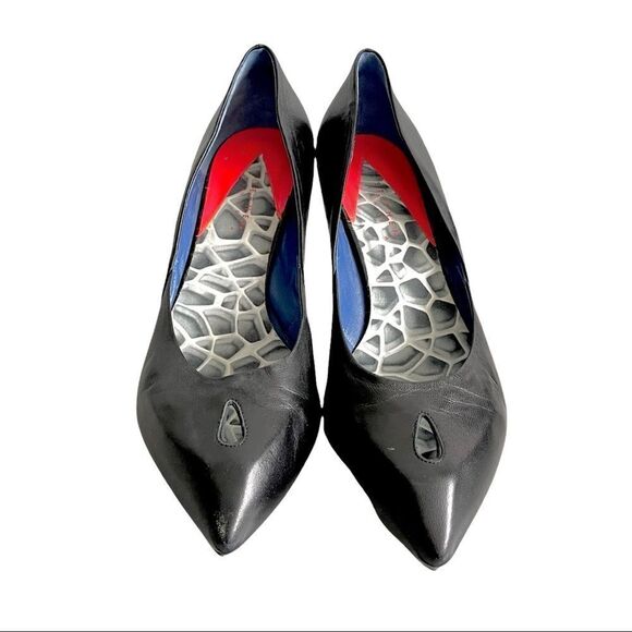 STEPHEN VENEZIA Black Leather Pointy Toe Pumps Heels Shoes Handmade In Italy 38 - Picture 5 of 12